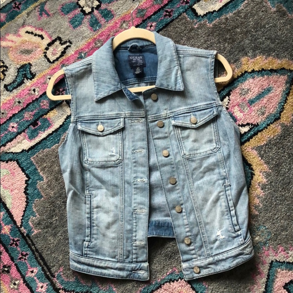 Guess denim cut off vest